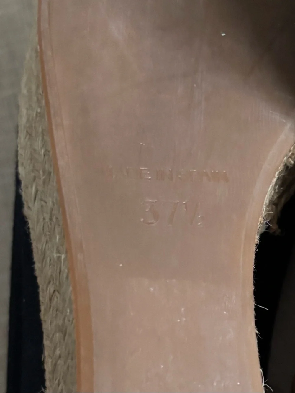 Tory Burch Majorca Black Canvas and Brown Leather Peep Toe Wedge Espadrille